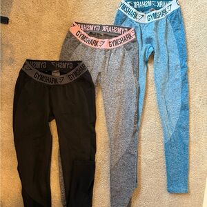 Gymshark Leggings Set - Black, Gray, Blue